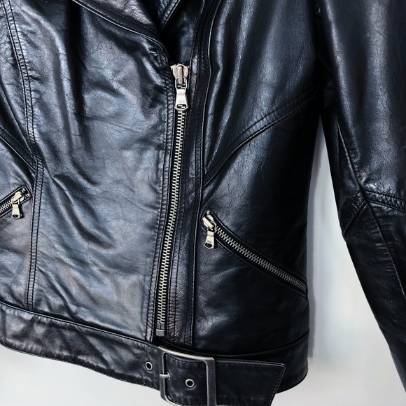 Express Black Leather Motorcycle Jacket - Picture 3 of 8